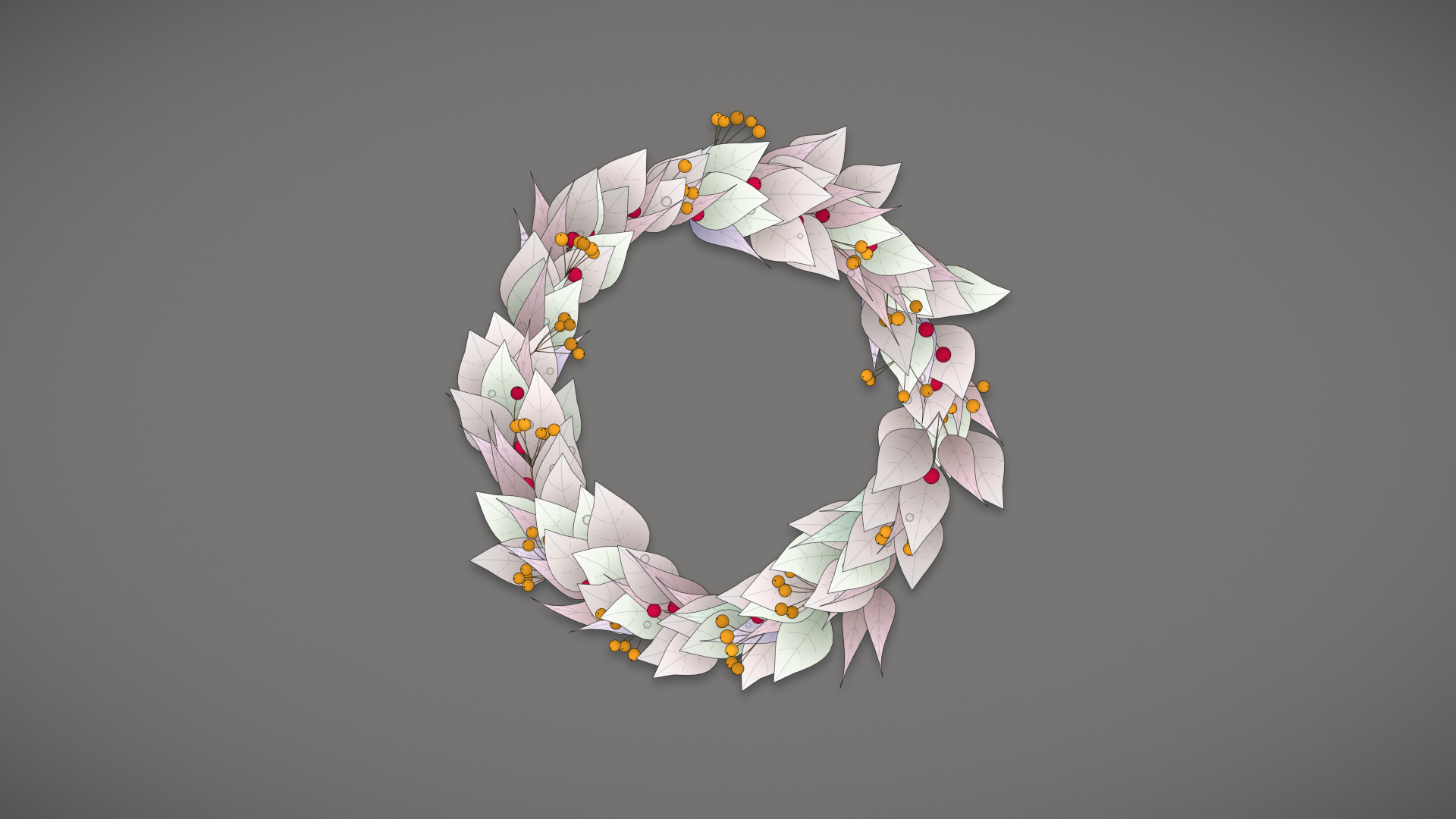 a computer-generated winter wreath