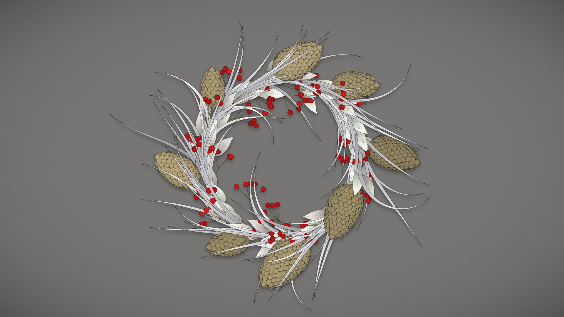 a computer-generated winter wreath