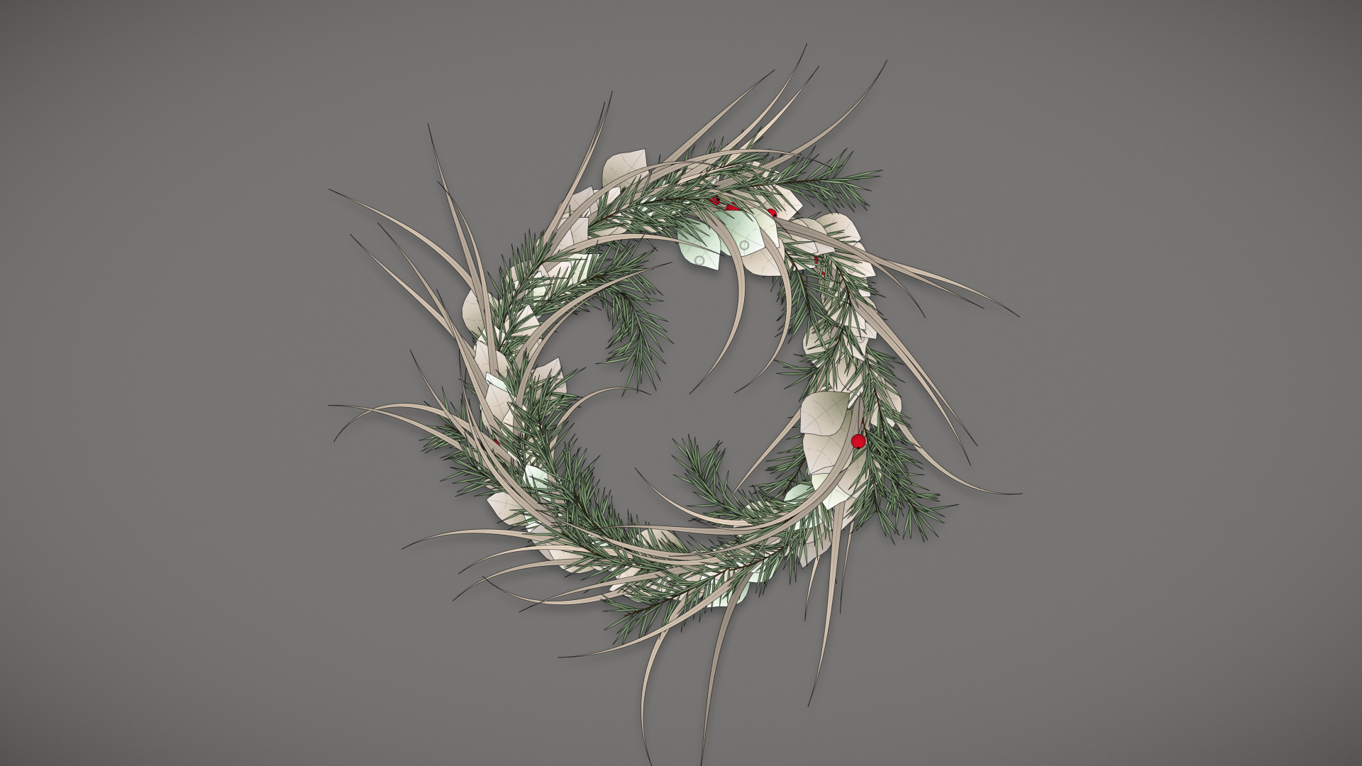 a computer-generated winter wreath