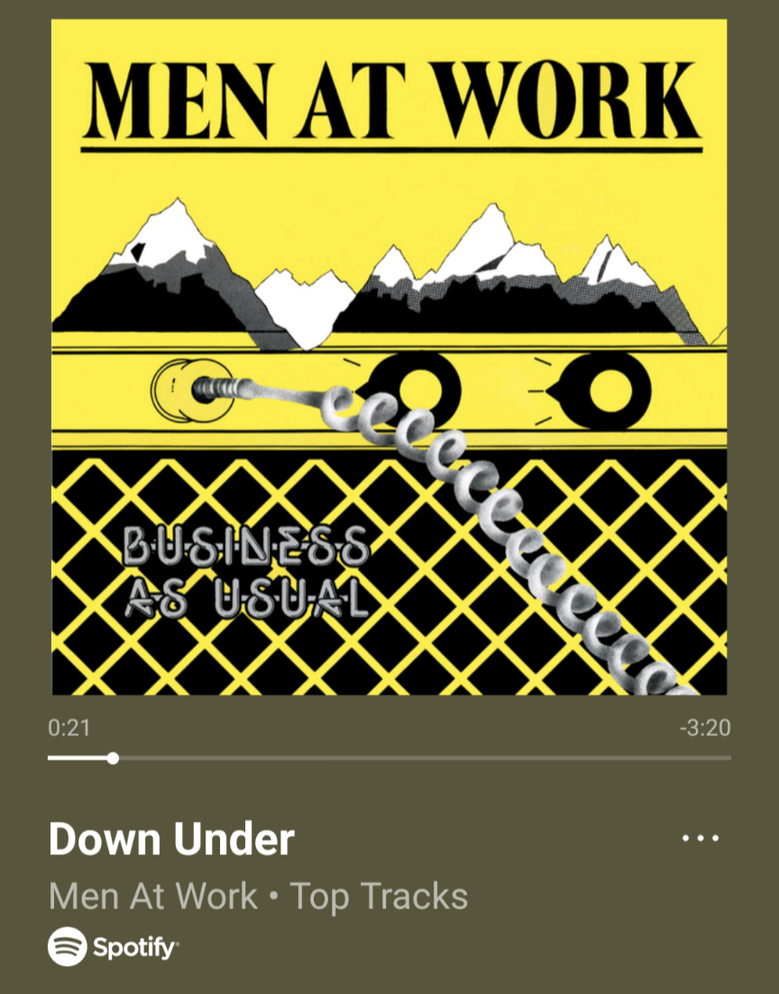 Screenshot off Men at Work's "Down Under"