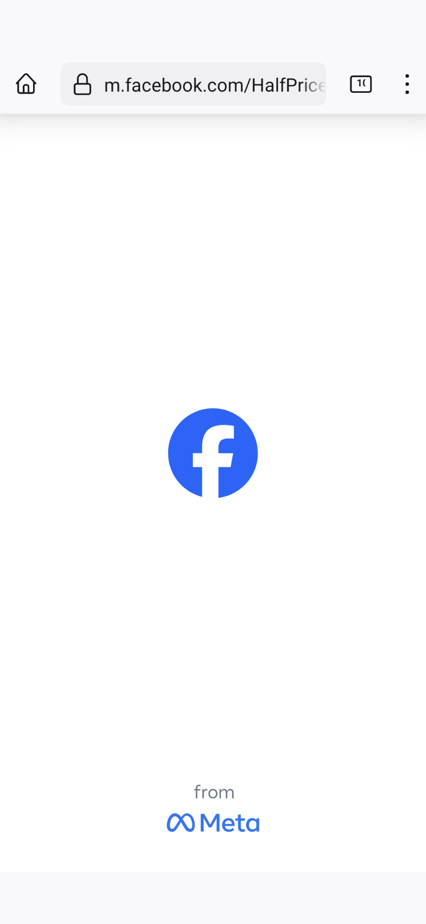 A fully rendered business web page on FB shows the FB logo and "From Meta" and nothing else