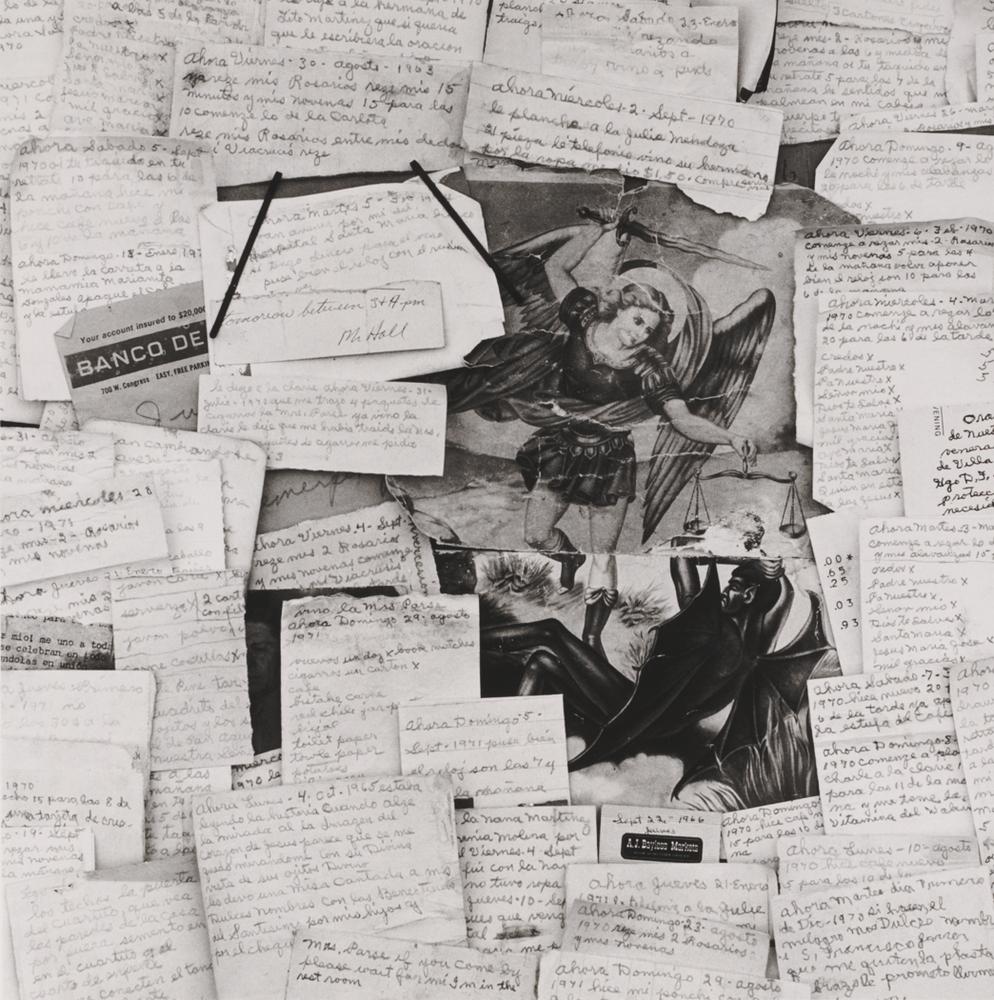 Photograph: Ahora, by Louis Carlos Bernal

overlapping journal notes, illustration of St. Michael slaying Satan

© Lisa Bernal Brethour and Katrina Bernal