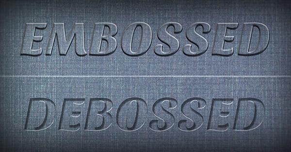 Example embossed text that says, "EMBOSSED DEBOSSED". It's terrible
