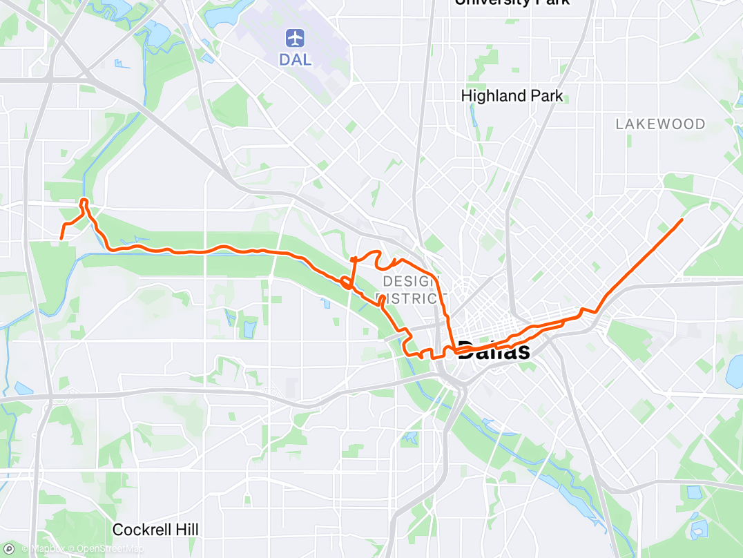 Strava ride map in Dallas TX